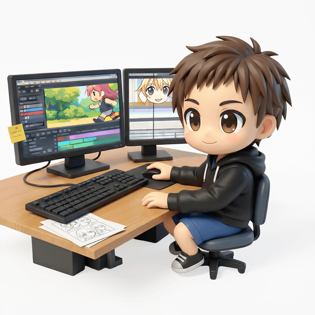 キャラクターと背景などの素材を合成する